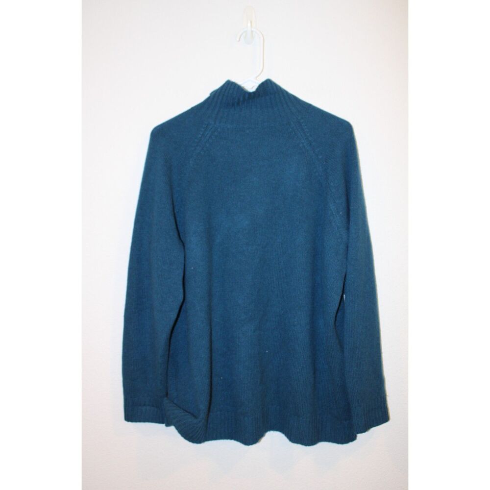 Garnet Hill Cable-Detail Cashmere Tunic Sweater size large teal - Picture 5 of 9